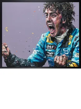2005 - Screaming Alonso - Canvas - Black Framed - Framed Box Canvas