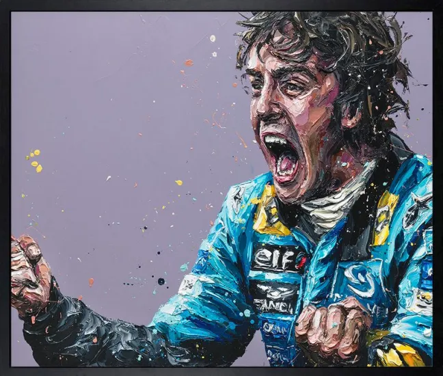 2005 - Screaming Alonso - Canvas - Black Framed