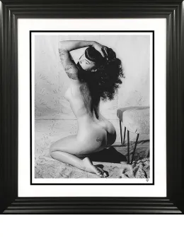 Bettie Page II (Black & White) - Artist Proof Black Framed