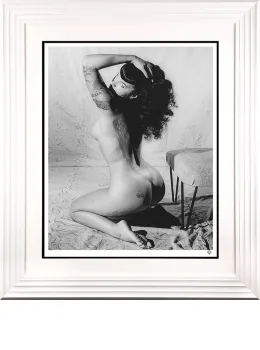 Bettie Page II (Black & White) - Artist Proof White Framed