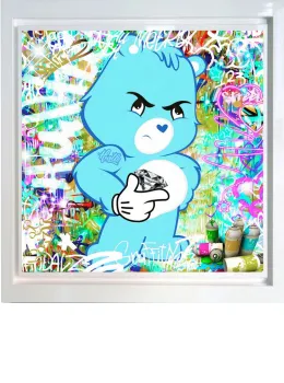 Don't Care Bear - White Framed