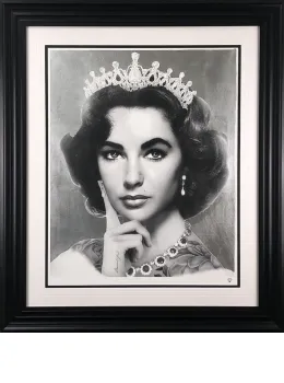Elizabeth Taylor (Black & White) - Platinum - Black Framed