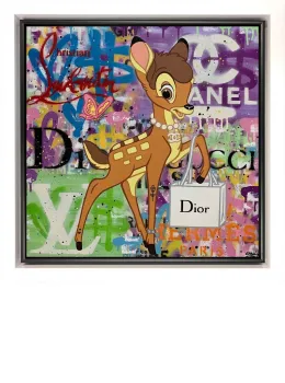 Glamorous Bambi (Commission) - Original - White Framed