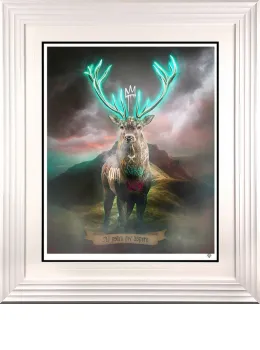 Highland Hunk - Turquoise - White Framed