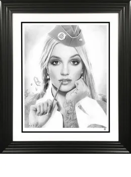 Hit Me Baby, One More Time (Black & White) - Artist Proof Black Framed