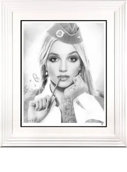 Hit Me Baby, One More Time (Black & White) - Artist Proof White Framed