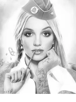 Hit Me Baby, One More Time (Black & White) - Mounted