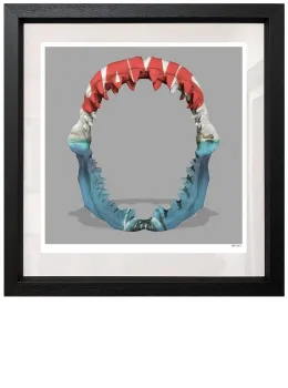 Jaws - Grey Background - Regular Size - Framed