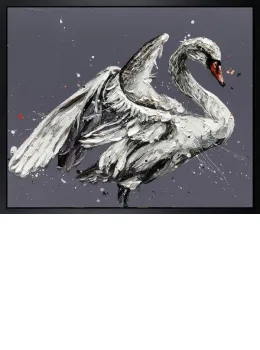 John The Swan - Canvas - Black Framed - Framed Box Canvas