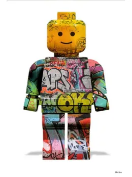 Lego Man Street - White Background - Regular Size - Mounted