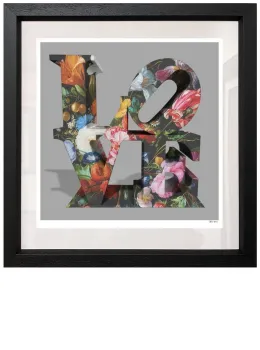 Love Floral - Grey Background - Regular Size - Framed