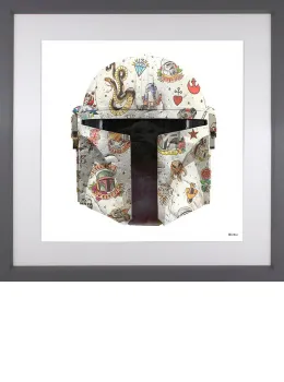 Mando - White Background - Small Size - Grey Framed