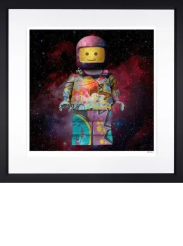 One Small Brick For Man COSMIC - White Border - Small Edition - Black Framed