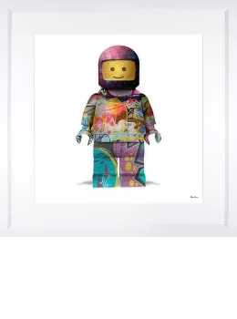 One Small Brick For Man - White Background - Small Size - White Framed