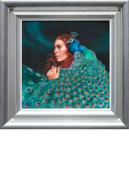 Peacock Princess - Silver-Blue Framed