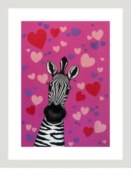 Pink Zebra II - White Framed