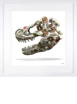Prehistoric - White Background - Regular Size - White Framed