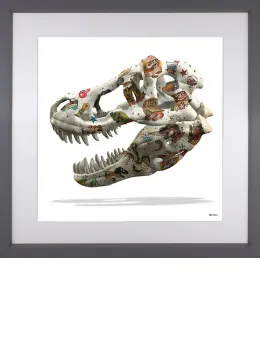 Prehistoric - White Background - Small Size - Grey Framed
