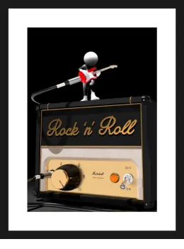 Rock 'N' Roll - Red - On Paper - Black Framed