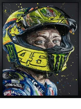 Rossi Helmet - Canvas - Artist Proof Black Framed - Framed Box Canvas