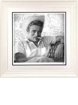 Smoking Gun - James Dean (Black & White) - White Framed