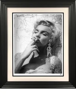 Smoking Gun - Marilyn (Black & White) - Artist Proof Black Framed