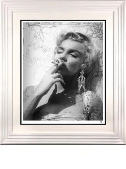 Smoking Gun - Marilyn (Black & White) - White Framed