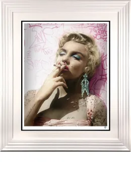 Smoking Gun - Marilyn (Colour) - White Framed