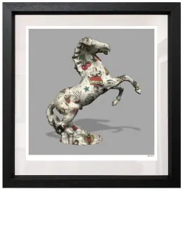 Stallion - Grey Background - Small Size - Framed