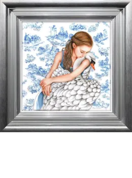 Swan Lake - Silver-Blue - Framed