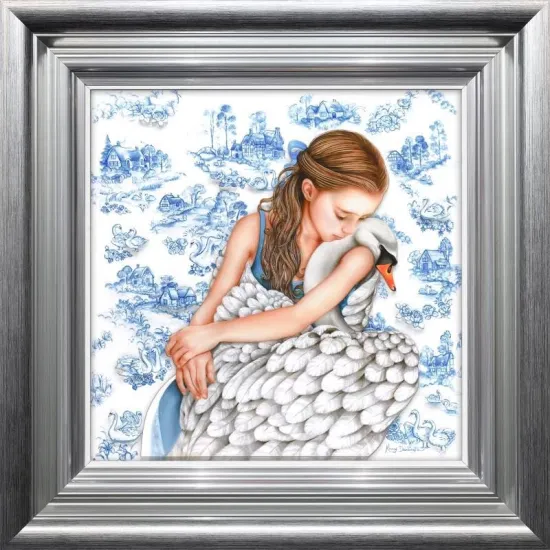Swan Lake - Silver-Blue - Framed Swan Lake - Silver-Blue - Framed