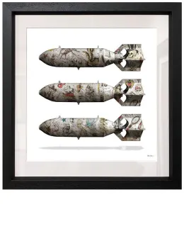 Tattoo Bombs (White Background) - Regular Size - Black Framed