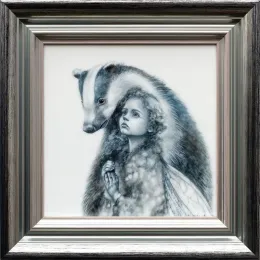 The Badger Faerie - Silver-Blue Framed