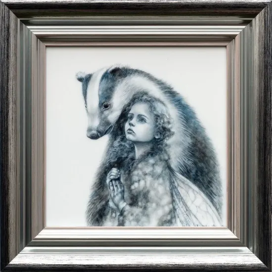 The Badger Faerie - Silver-Blue Framed