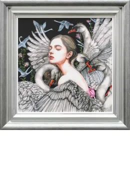 The Wild Swans - Silver-Blue Framed