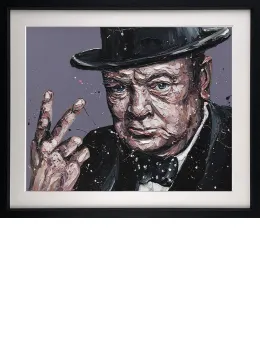 V For Victory - Sir Winston Churchill - Black Framed