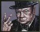 V For Victory - Sir Winston Churchill - Canvas - Black Framed - Framed Box Canvas