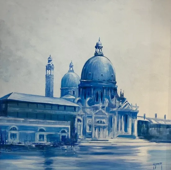Venetian Blue - Original - White Framed Venetian Blue - Original - White Framed