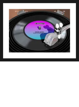 Vinyl - Purple-Blue - On Paper - Black Framed