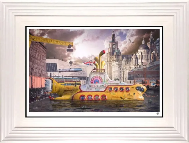We All Live In A Yellow Submarine - White Framed