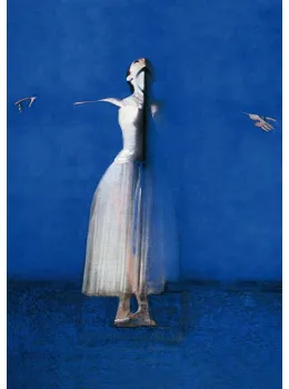 White Dress On Blue - Print