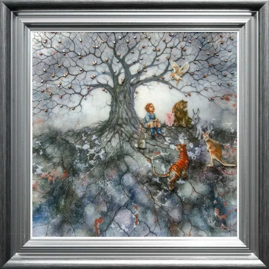 Winnie The Pooh, Hundred Acre Wood - Silver-Blue Framed