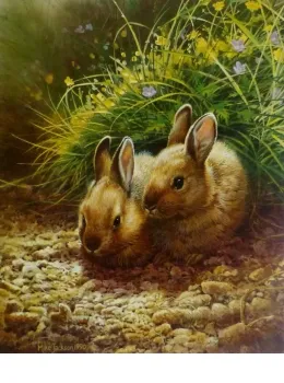 Young Rabbits - Mounted