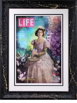 A Liz In Wonderland - Life Magazine Edition - Black Gold Splatter Framed