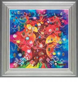 A Tree Of Light - Silver-Blue Framed