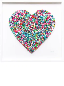Addicted To Love (Blue, Pink & Multi) - On White - DELUXE White Framed