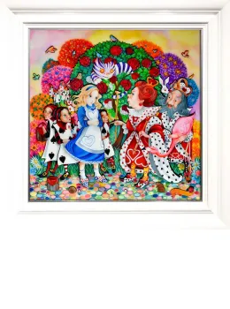 Alice In The Rose Garden - White Framed