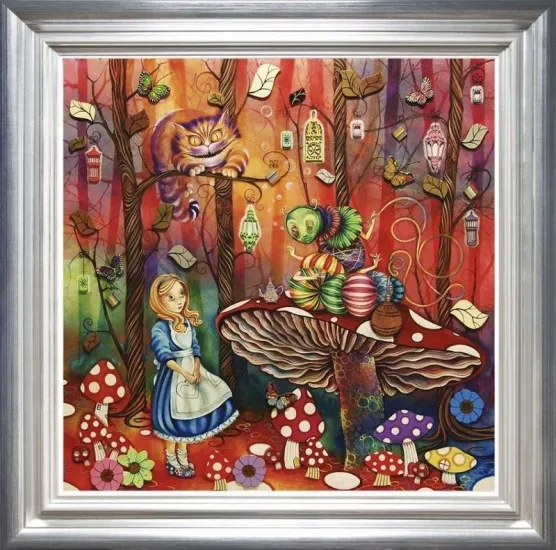 Alice Meets The Caterpillar - Framed Alice Meets The Caterpillar - Framed