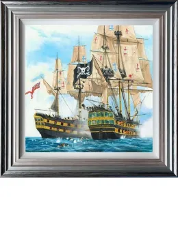 Battle Sheep - 3D High Gloss - Blue And Silver Framed