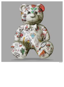 Best Friend - Teddy Bear (Grey Background) - Small - Black Framed
